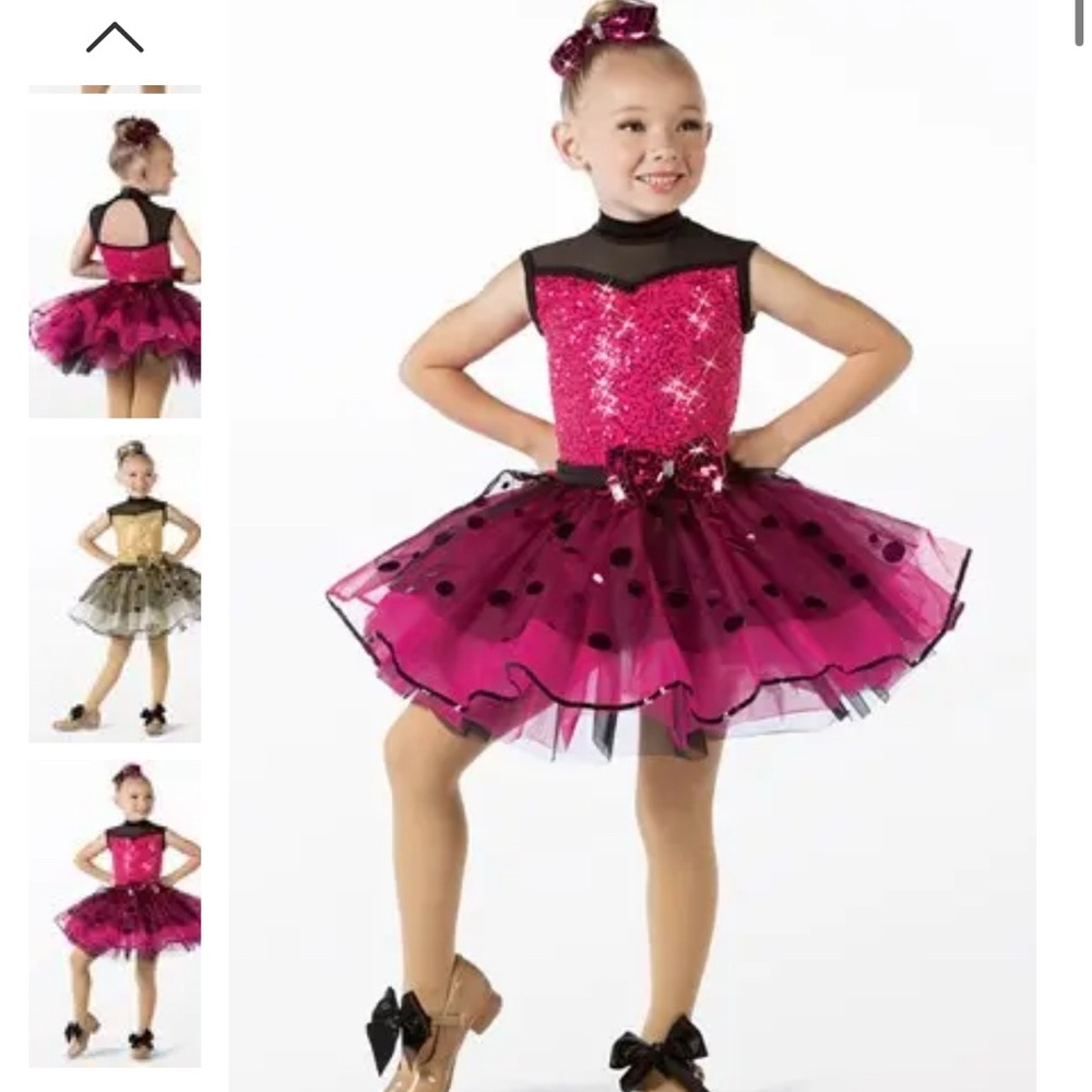 Weissman Fuchsia and Black Polka Dot Dance Costume